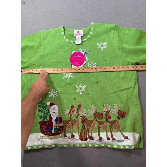 Quacker Factory Light Up Christmas Sweater Light Up Santa Reindeer 2X Tested. - Picture 3 of 8